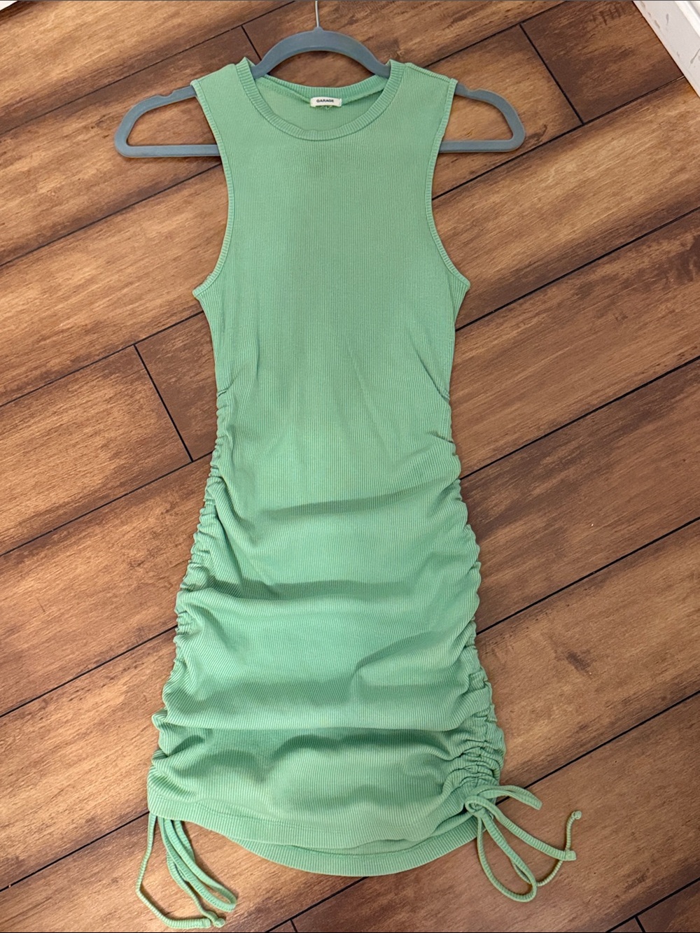 GARAGE Ruched Dress in Mint Green